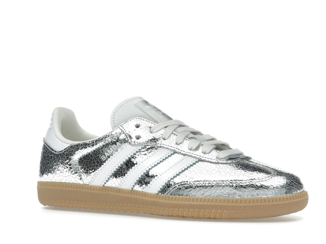 ADIDAS Samba OG Silver Metallic Cracked Leather (Women's)